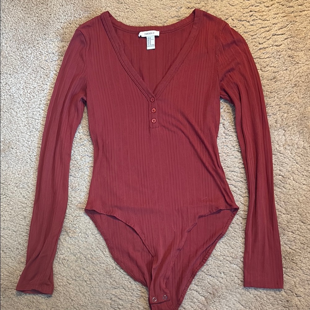 Forever 21 Rust Ribbed Bodysuit